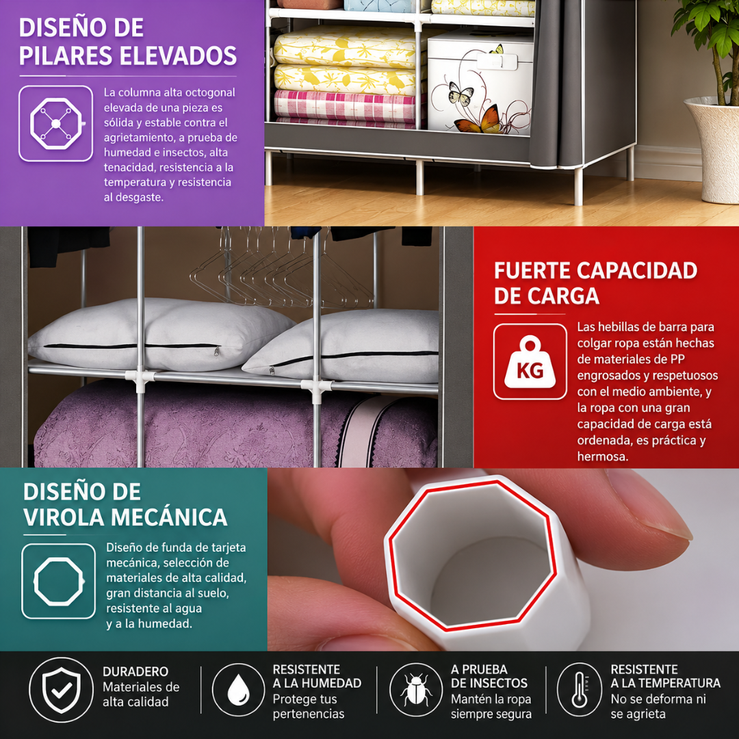 CLOSET ARMARIO ORGANIZADOR PORTÁTIL – Espacio extra donde quieras