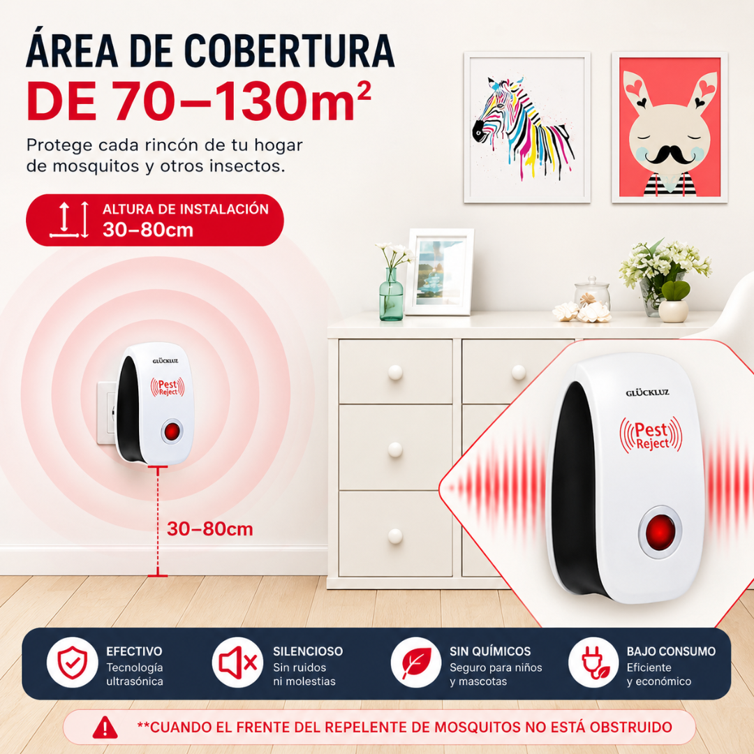 REPELENTE SÓNICO PACK X2 – Protección práctica contra plagas, solo conecta y deja actuar