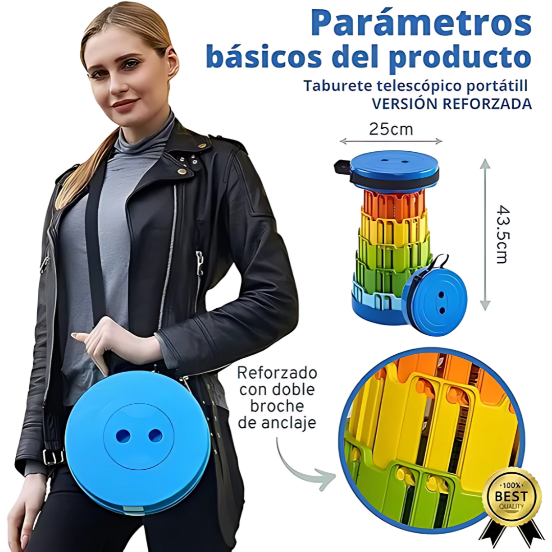 BANCO PLEGABLE TELESCOPIO - El asiento que cabe en tu bolso y aparece cuando más lo necesitas