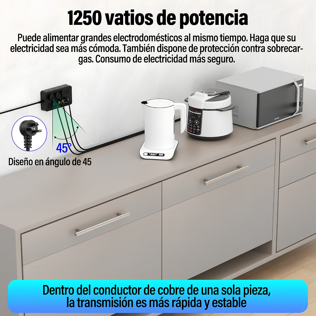 MULTIPLICADOR DE CONTACTOS NIFLO CON USB — Más conexiones, menos complicaciones