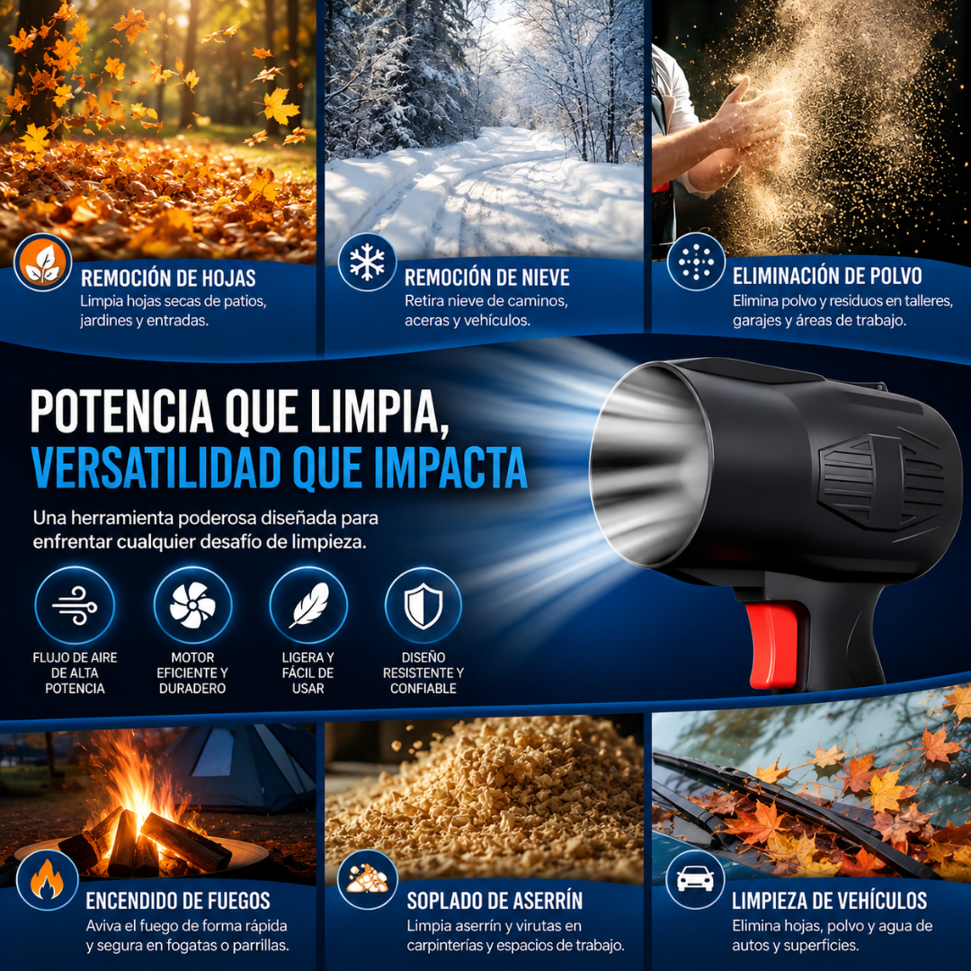 SOPLADORA DE AIRE INALÁMBRICA – Limpieza potente sin cables