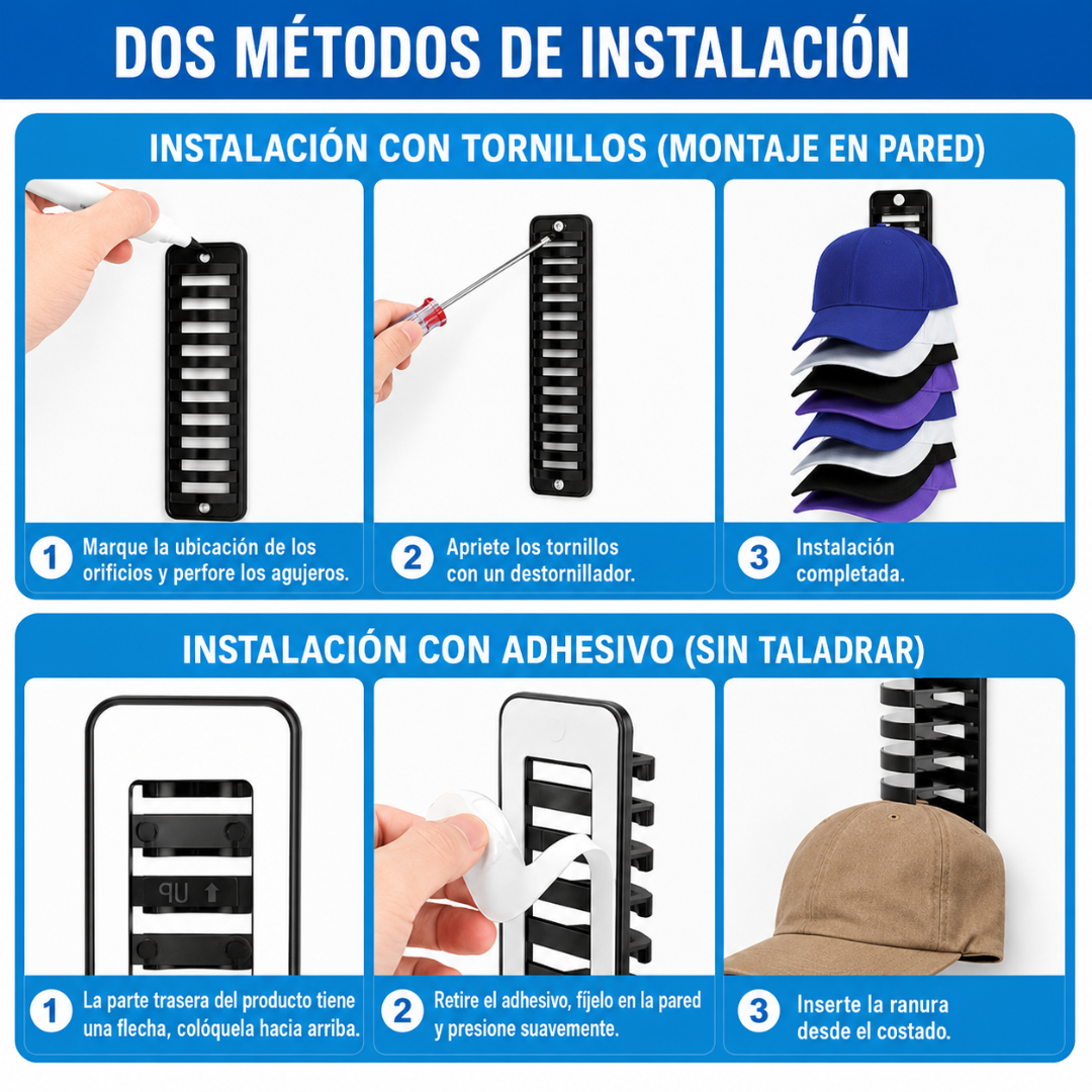ORGANIZADOR DE GORRAS (PACK*2) — Todas tus gorras a la vista, sin desorden