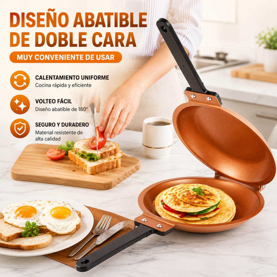 SARTÉN DOBLE CARA – Cocina fácil, rápida y sin esfuerzo todos los días