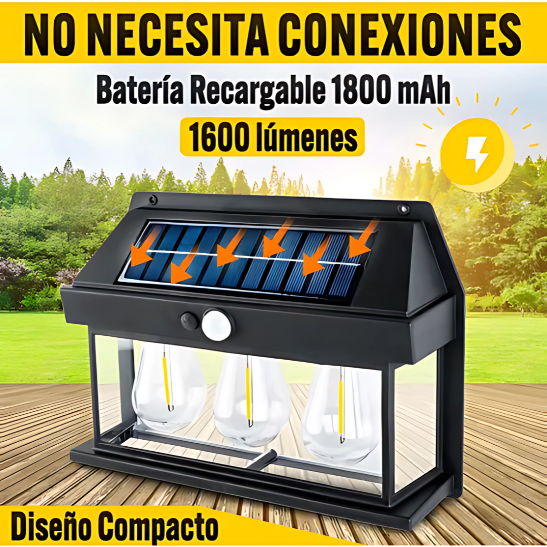 LÁMPARA SOLAR DE PARED LED CON SENSOR DE MOVIMIENTO – Iluminación automática y sin cables