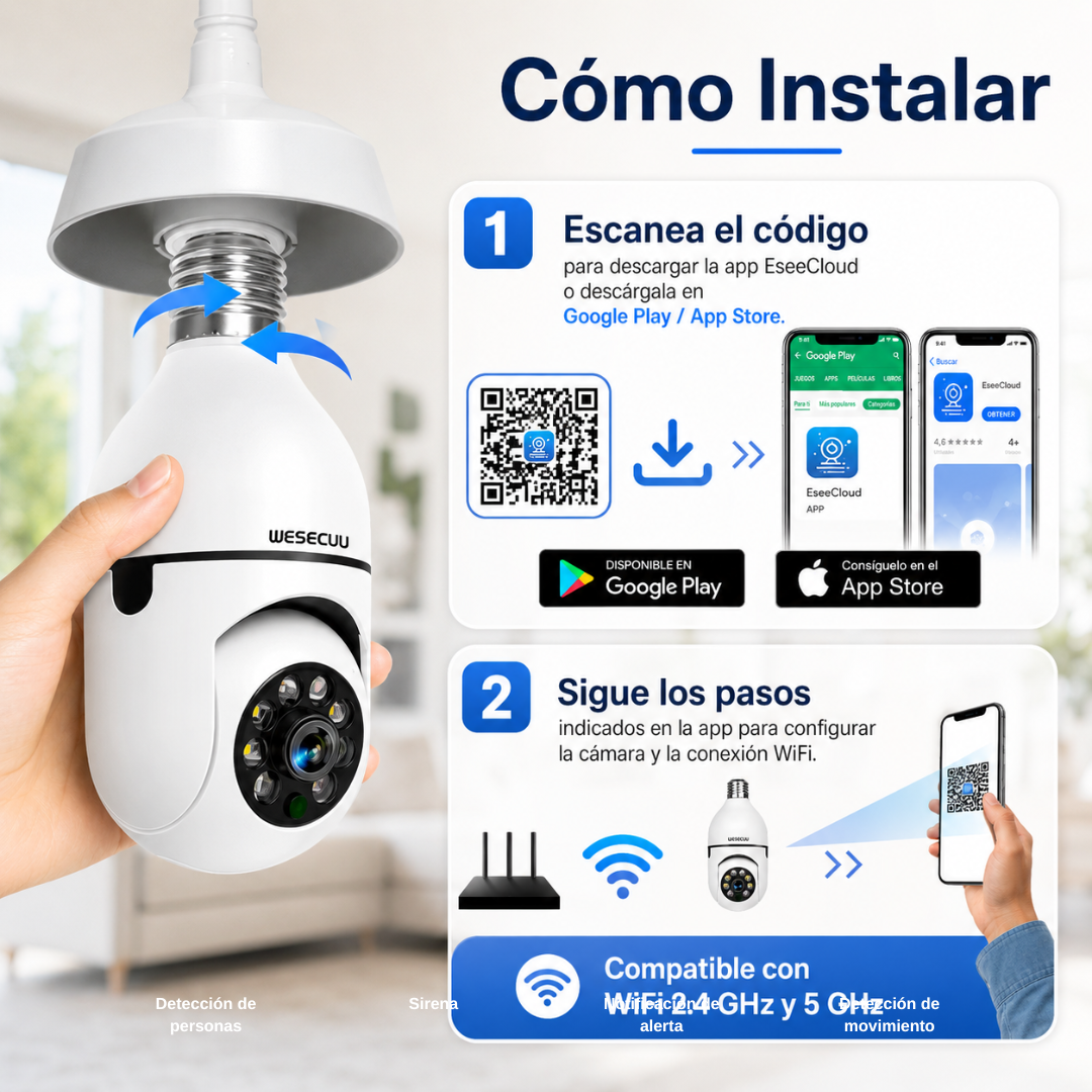CÁMARA JORTAN JT 8177 – Monitoreo 360°, visión nocturna y control desde tu celular