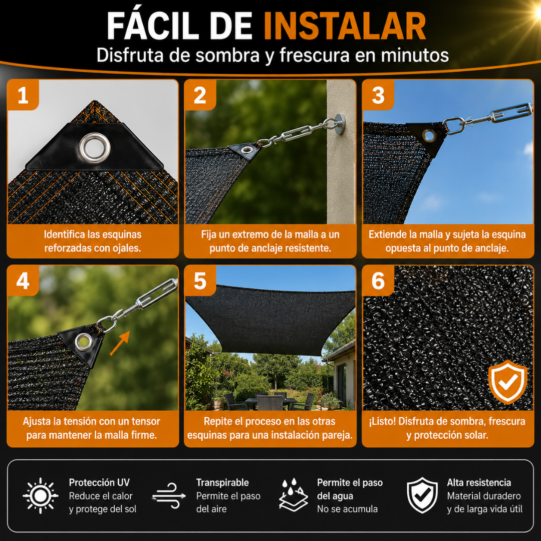 MALLA DE SARAN PARA SOMBRA – Protección solar eficiente, frescura constante y espacios exteriores más cómodos