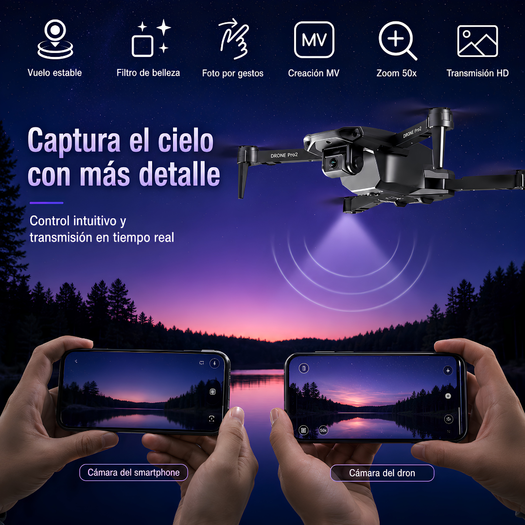 DRONE E99 PRO – Captura tomas aéreas, controla desde tu celular y crea contenido desde otra perspectiva