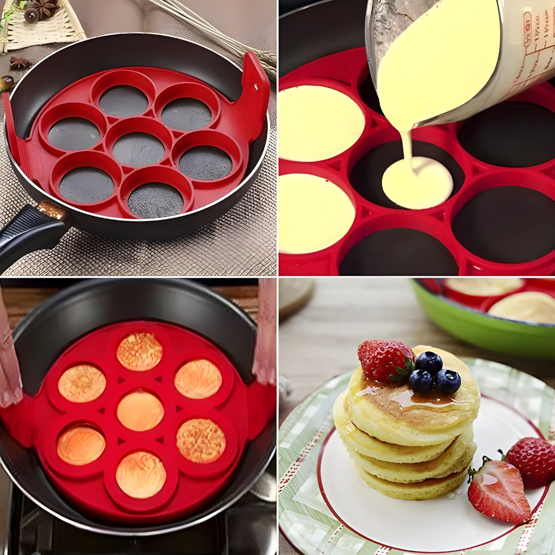 MOLDE DE SILICÓN PARA PANQUEQUES – ROJO – Haz panqueques perfectos sin esfuerzo