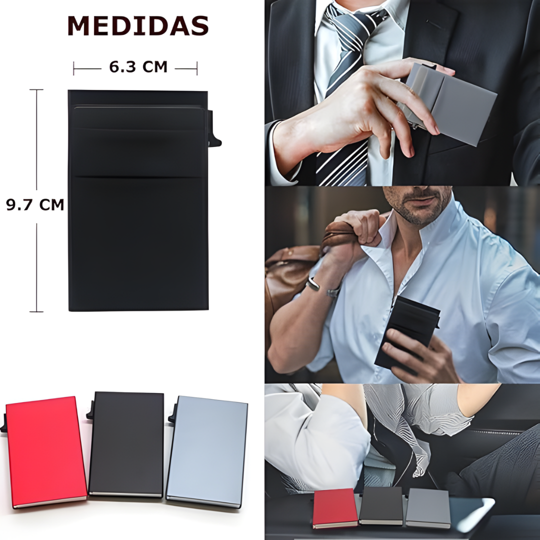 PORTA TARJETA COLOR NEGRO – Protección total, diseño delgado y acceso rápido a tus tarjetas