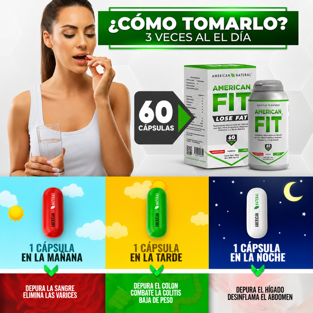 AMERICAN FIT AMERICAN NATURAL 60 CÁPSULAS – Apoyo digestivo diario para sentirte más ligero y acompañar tu control de peso