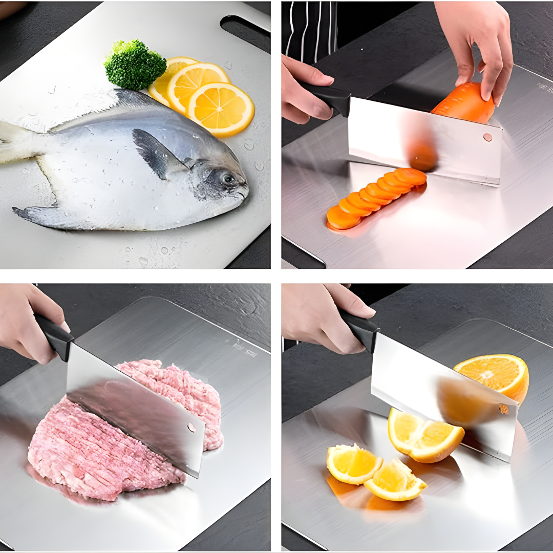 TABLA DE PICAR DE ACERO INOXIDABLE – Higiene superior, cero microplásticos y durabilidad profesional en tu cocina