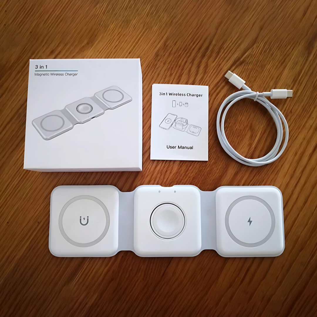 CARGADOR 3 EN 1 – Un solo dispositivo para cargarlo todo
