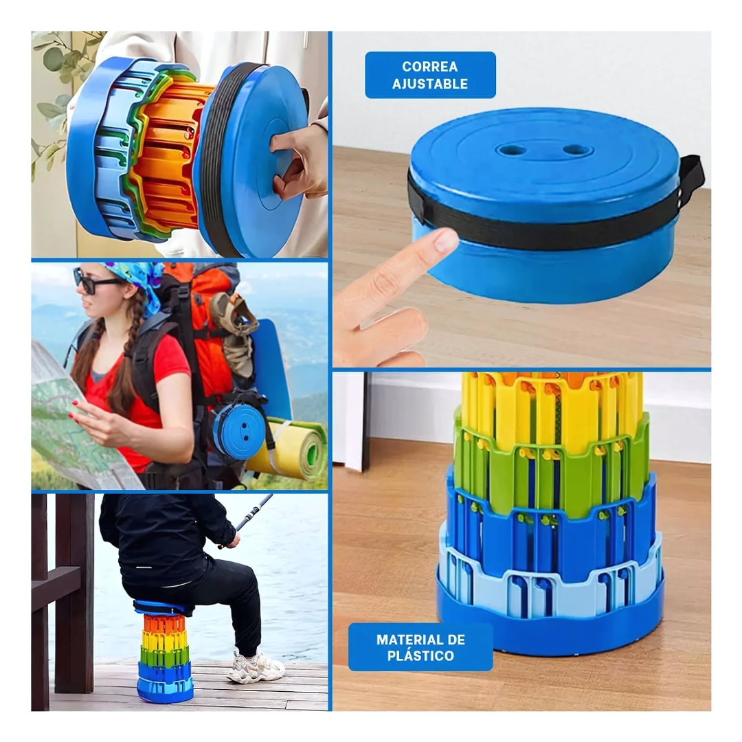 BANCO PLEGABLE ARCOÍRIS – Resistencia y color en un solo producto