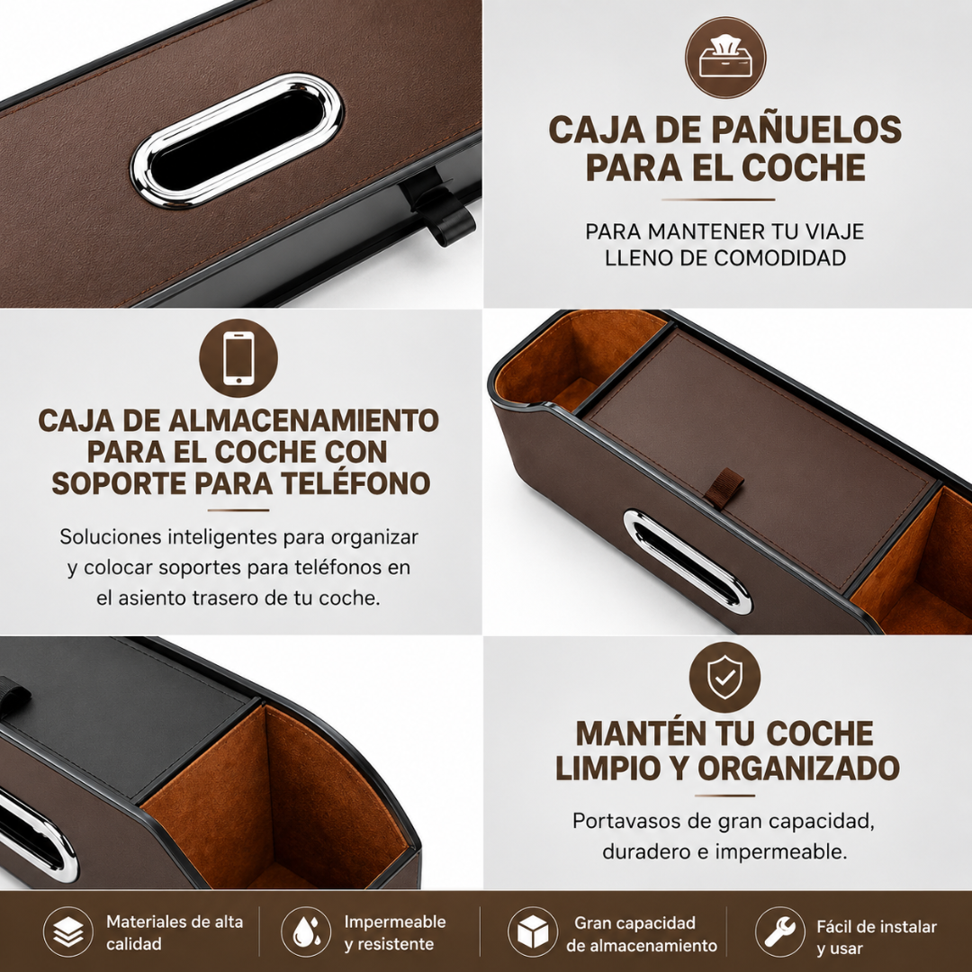 ORGANIZADOR DE VEHÍCULO — Sin derrames, sin desorden, sin perder nada