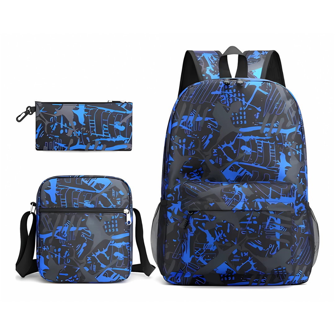 MOCHILA AZUL MILAN – Kit completo de mochila, lonchera y estuche