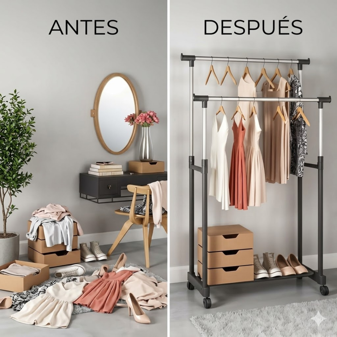 PERCHERO DE ROPA DOBLE NIVEL – Más orden y capacidad en menos espacio