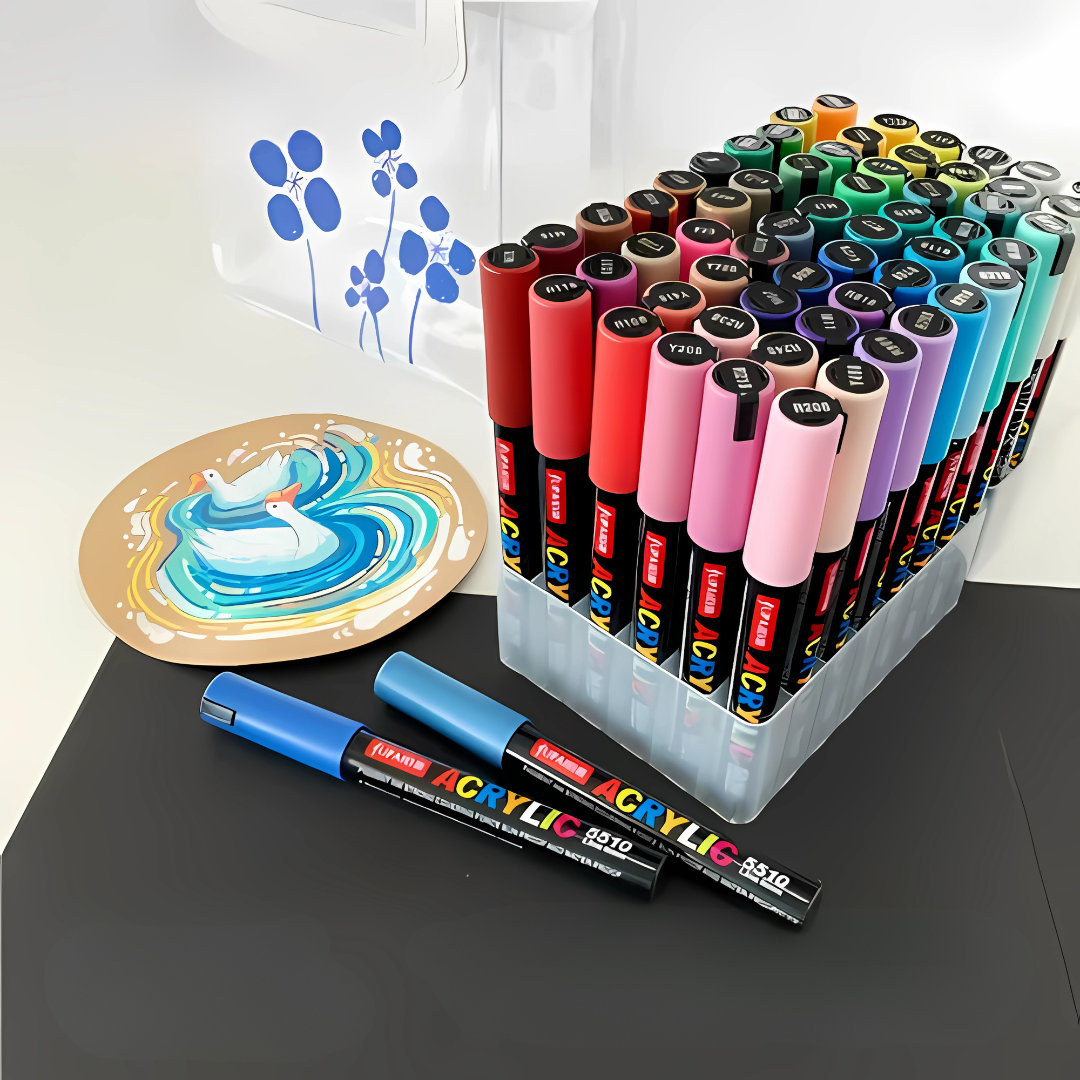 CAJA DE 12 MARCADORES ACRÍLICOS – Colores intensos para tu creatividad