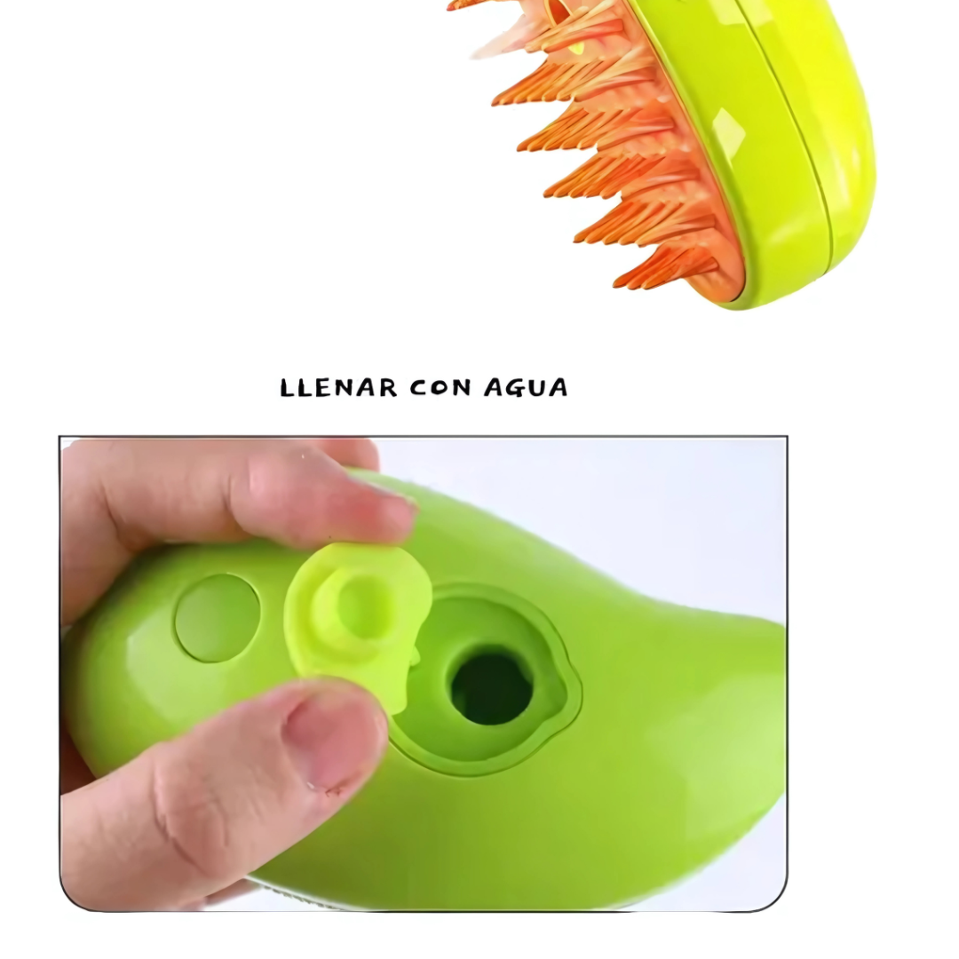 CEPILLO VAPORIZADOR MASCOTAS – Cepillado suave y sin estrés con limpieza profunda
