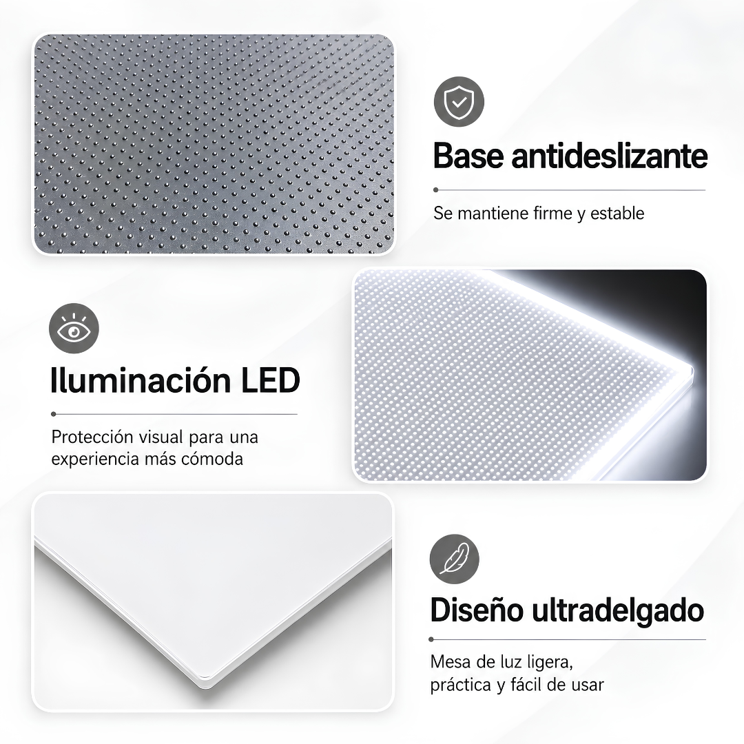 TABLETA DE DIBUJO CON LUZ LED – Calca, dibuja y crea con luz ajustable