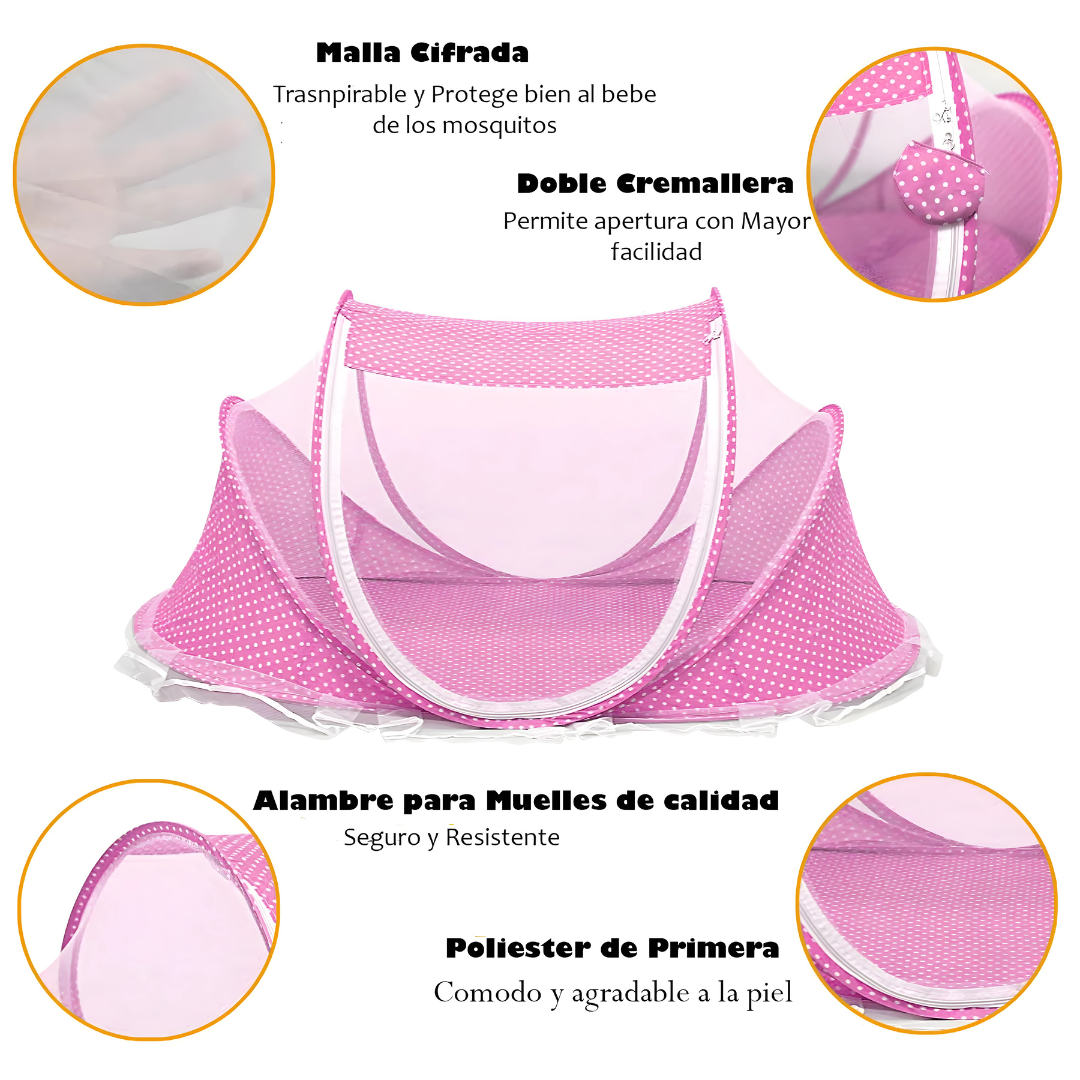 CUNA PORTÁTIL CON MALLA Y COLCHÓN PLEGABLE – Comodidad y seguridad para tu bebé