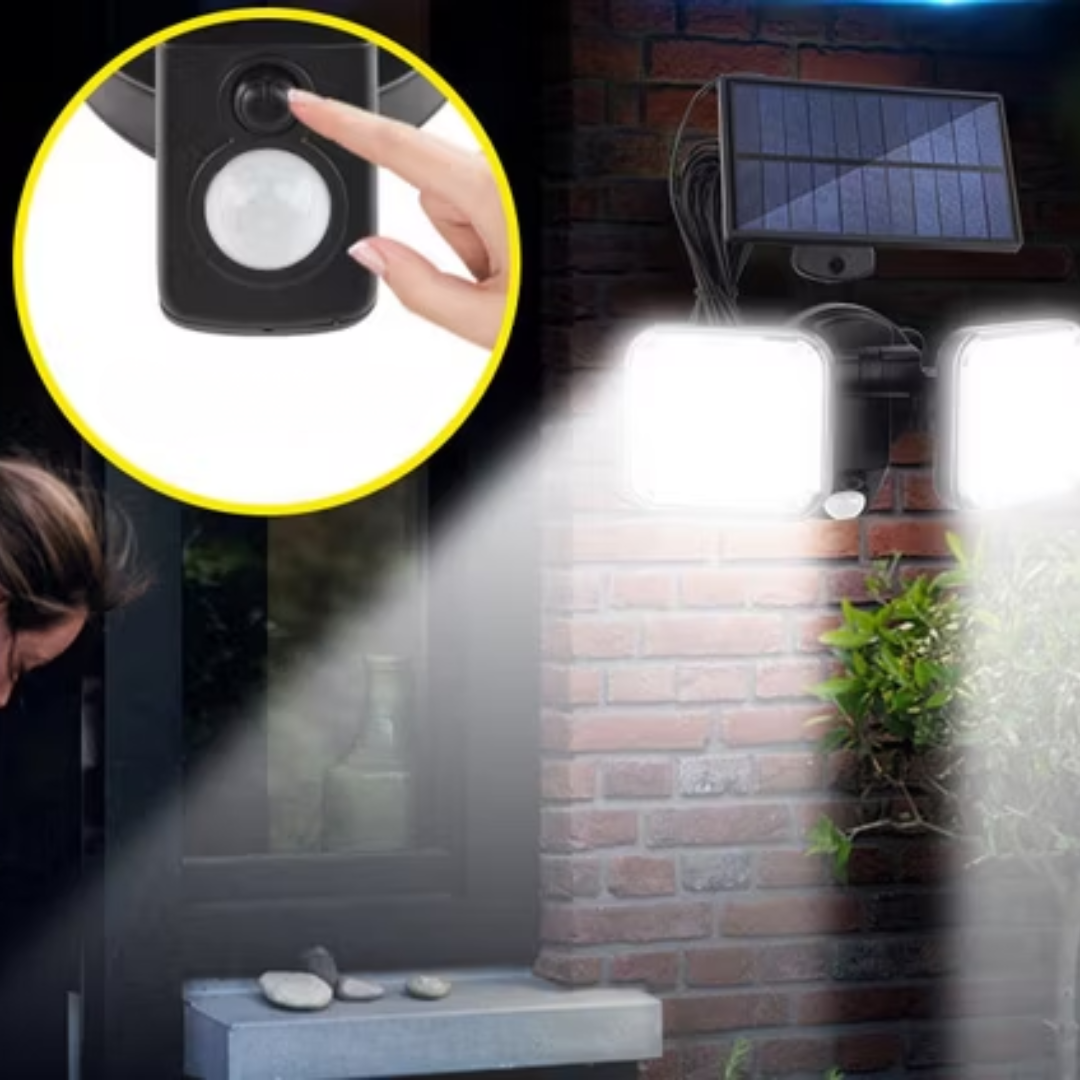 LUZ LED SOLAR 2 FOCOS – Iluminación potente y ecológica para exteriores