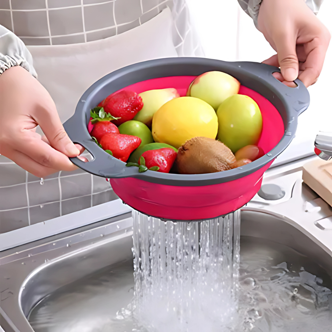 SET DE 3 COLADORES PLEGABLES DE SILICONA – 25CM – Practicidad, espacio y limpieza en tu cocina