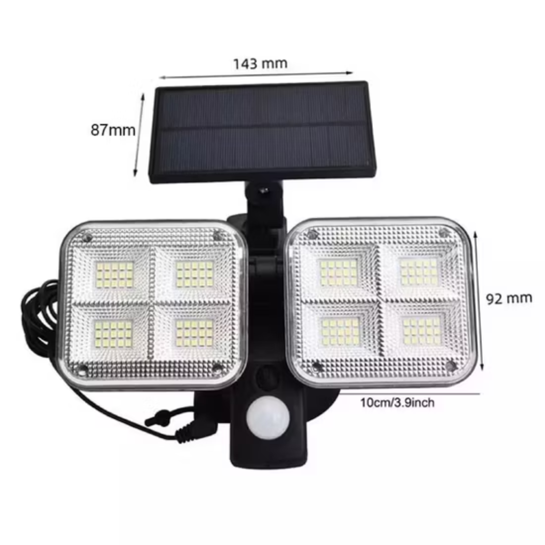 LUZ LED SOLAR 2 FOCOS – Iluminación potente y ecológica para exteriores
