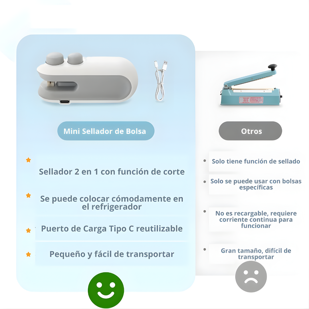 SELLADORA DE BOLSAS (PACK X2) – Conservación práctica, sellado rápido y alimentos frescos por más tiempo