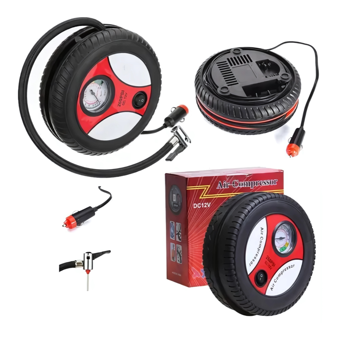 Compresor de Aire Portátil 12V – Solución instantánea para llantas desinfladas