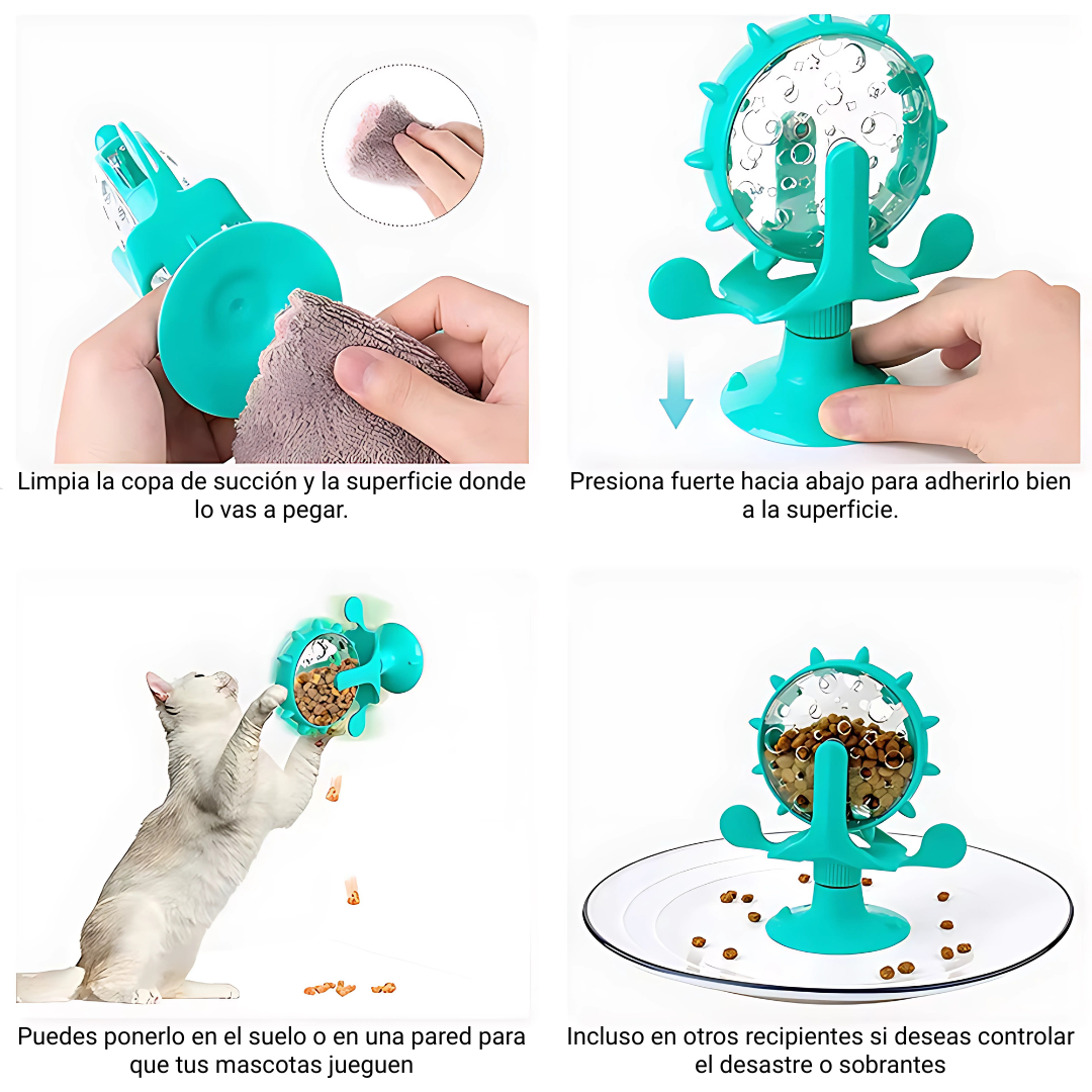 Dispensador SnackSpin - Gira y alimenta: mantén a tu mascota entretenida mientras come.