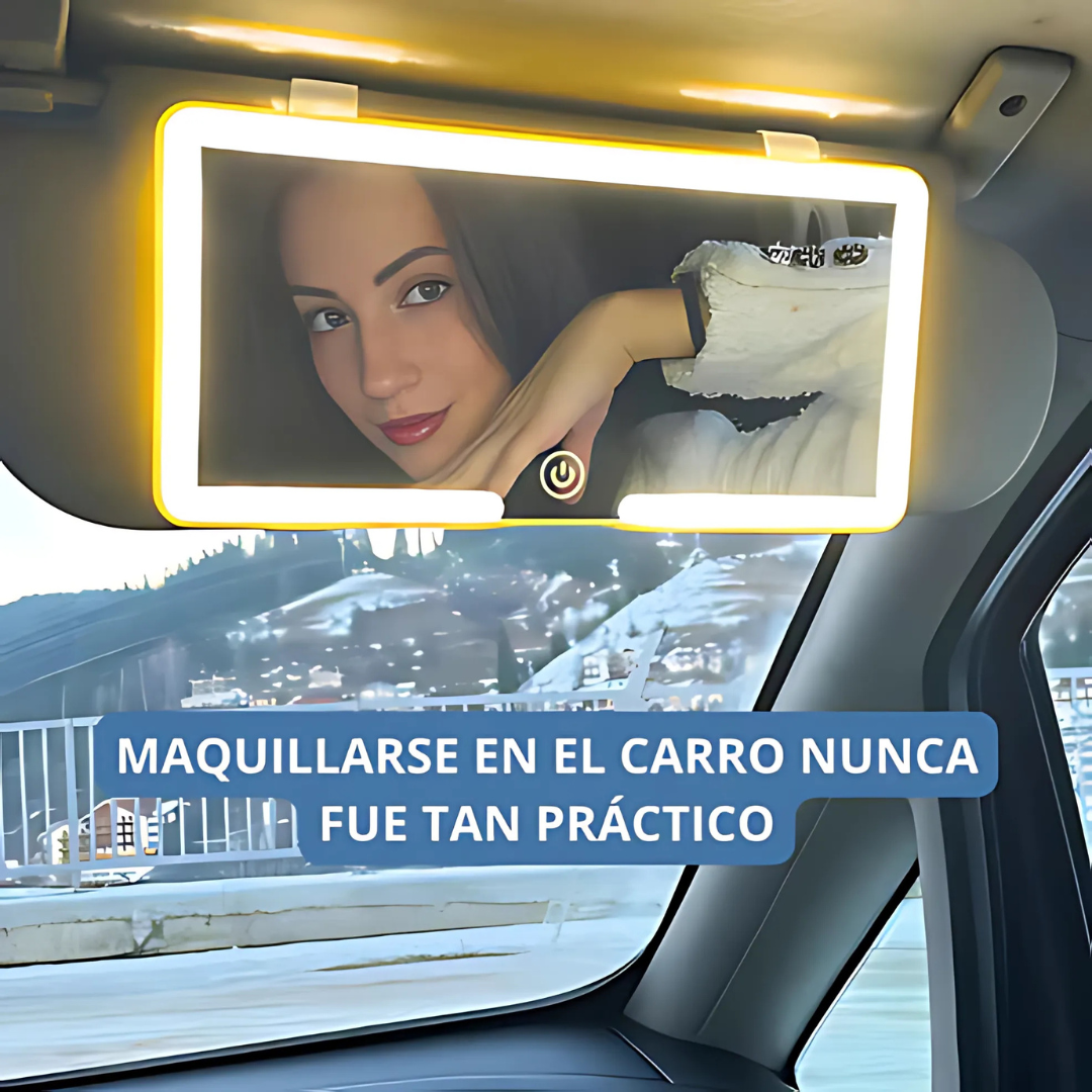 Espejo CarGlam LED - Ilumina tu rutina y retoca con precisión en cualquier momento.