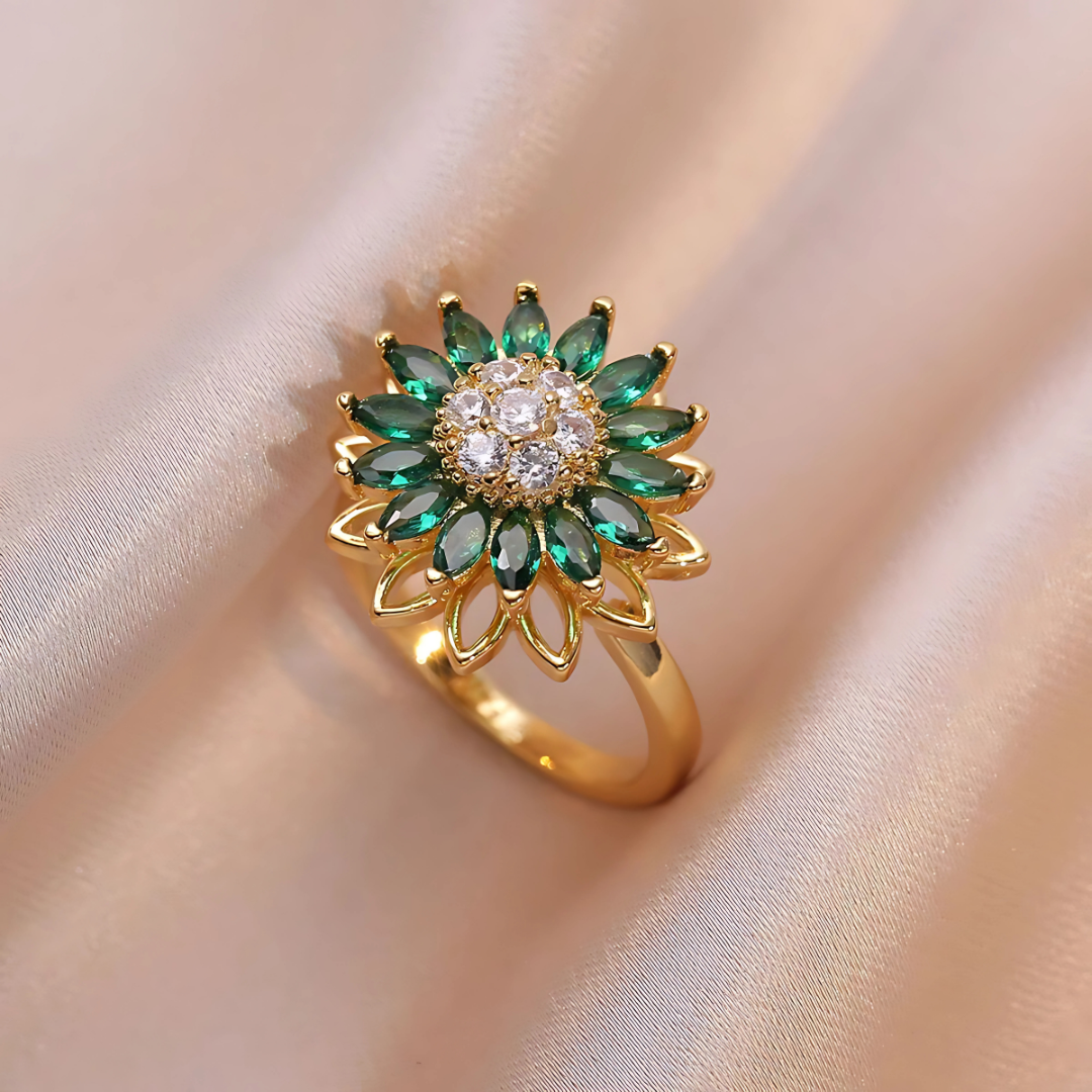 Anillo Giratorio BloomShine™ - Inspirado en girasoles, diseñado para mujeres que iluminan todo a su paso.