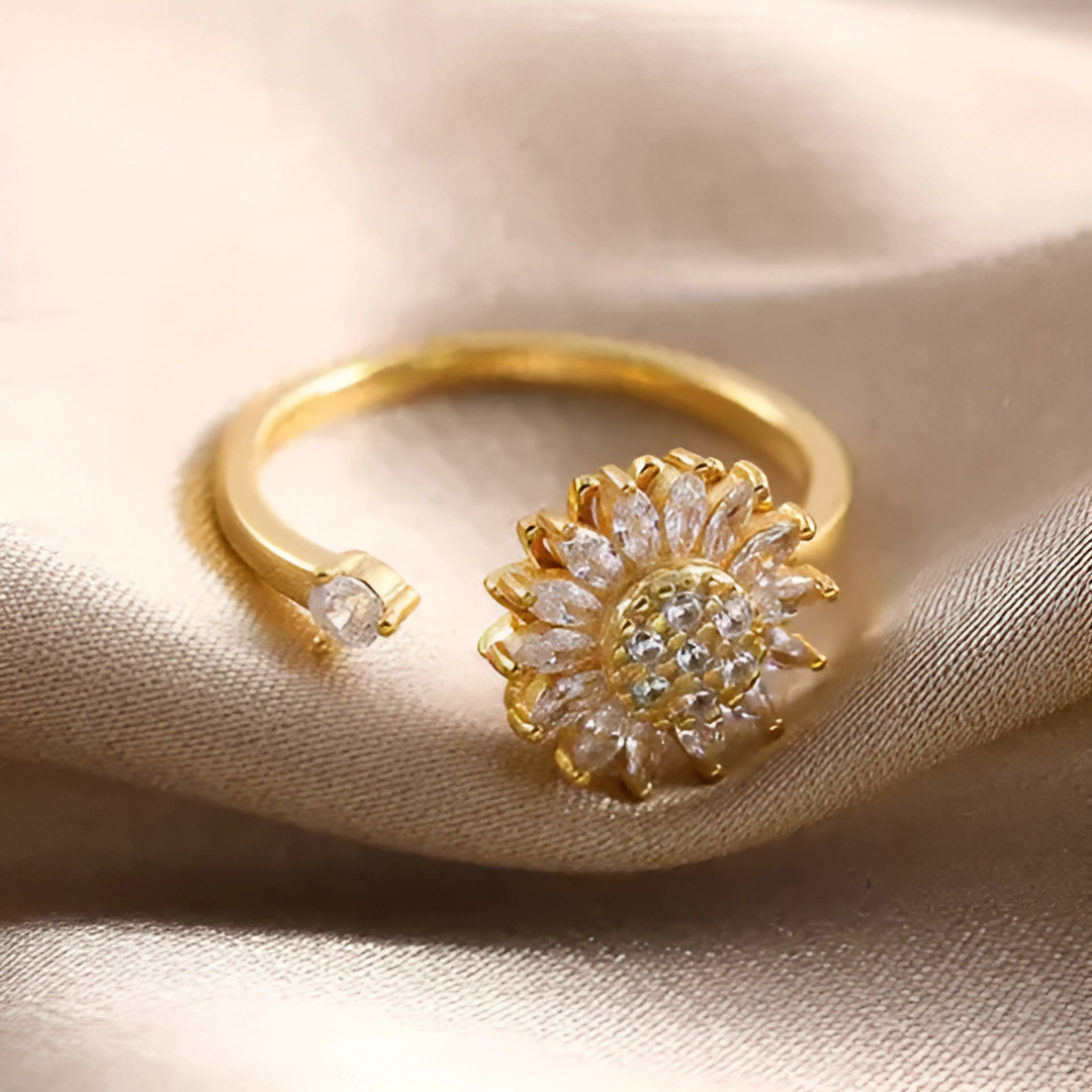 Anillo Giratorio BloomShine™ - Inspirado en girasoles, diseñado para mujeres que iluminan todo a su paso.