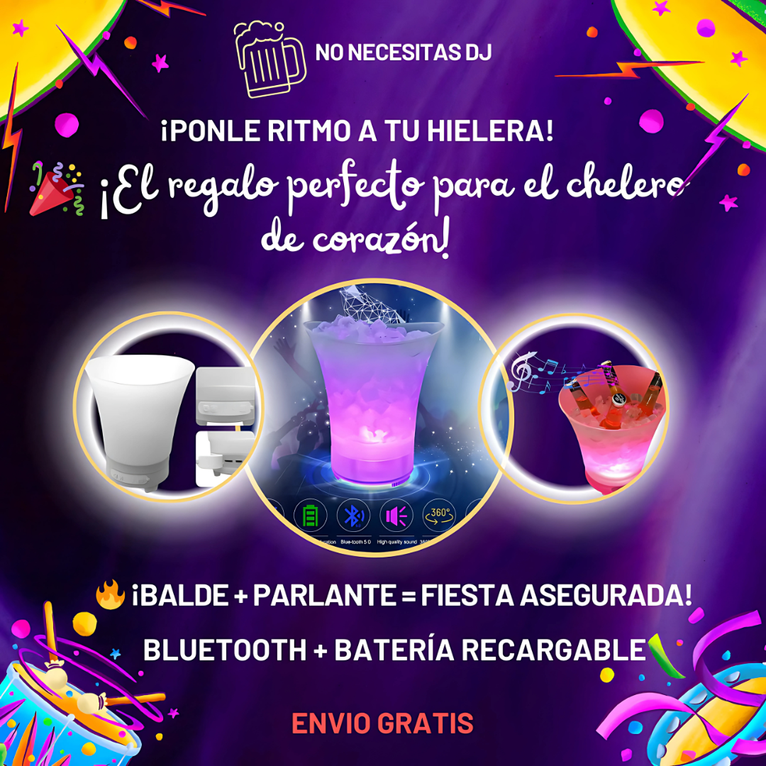 Hielera Parlante FrostVibe™ Bucket - nfría tus cervezas y enciende la fiesta: todo en un solo balde.