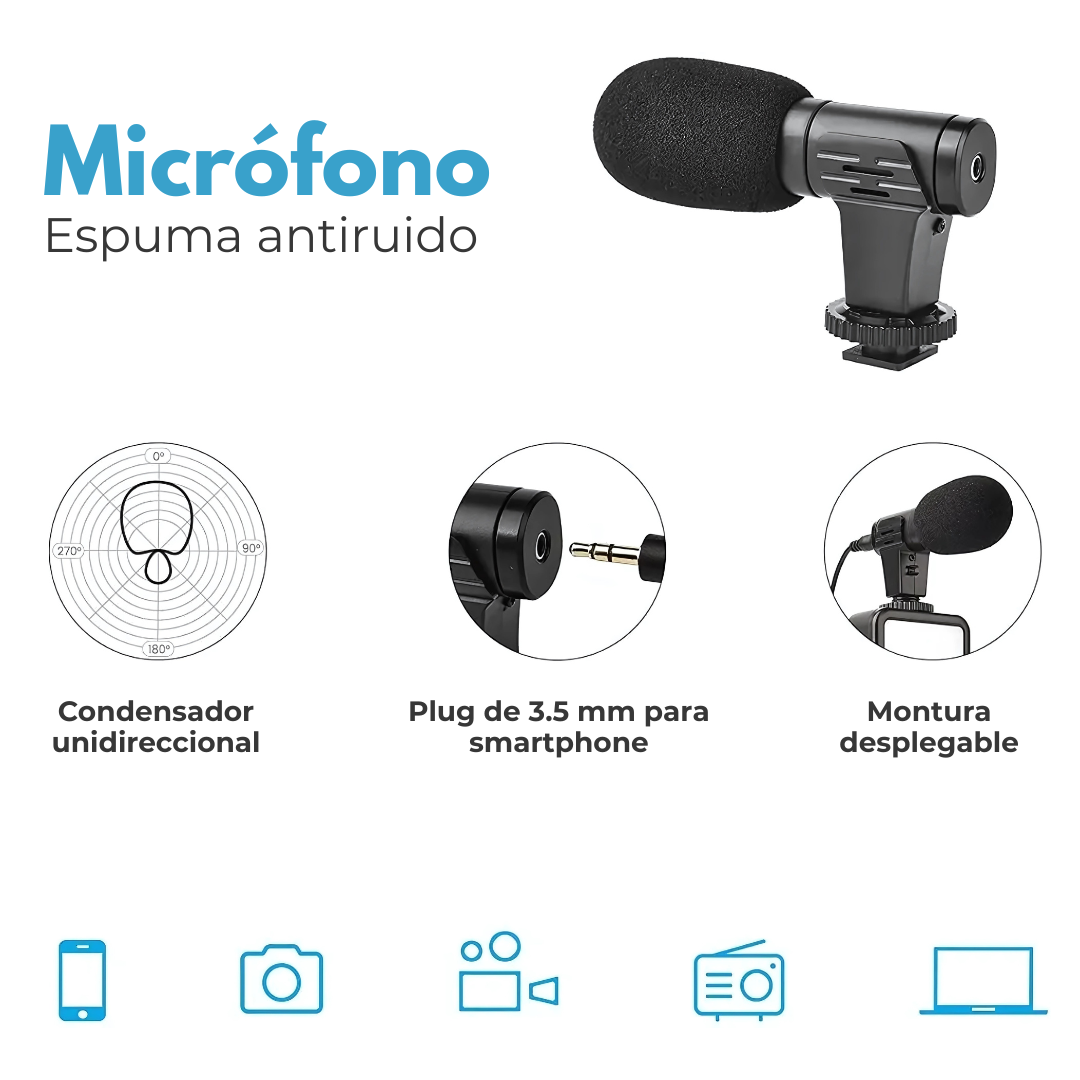 Kit Vlogger ProStream™ - Transforma cualquier lugar en tu propio estudio de grabación portátil