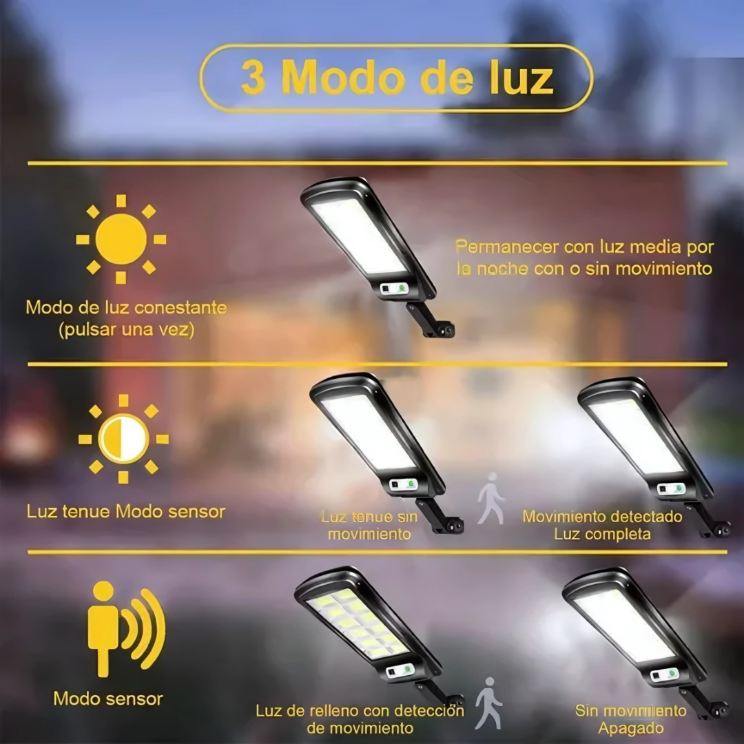 LÁMPARA SOLAR LED CON SENSOR  – Ilumina exteriores sin cables ni consumo eléctrico