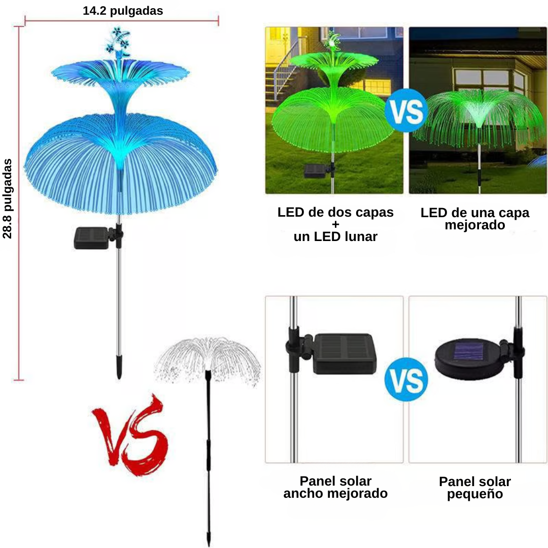 SolarBlossom Deluxe – Pack de 2 Flores Luminosas Solares Resistentes al Agua