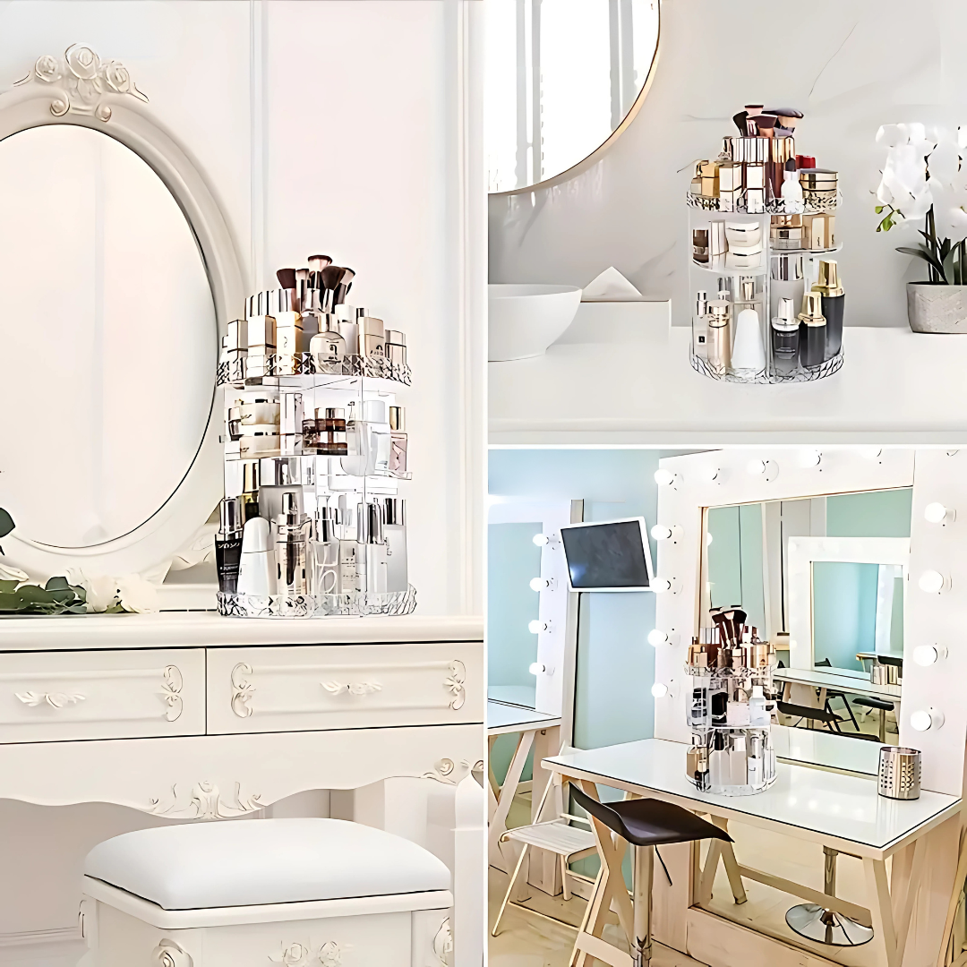 Organizador Beauty Carousel - Todo tu maquillaje al alcance de un giro: ordena tu tocador en segundos.