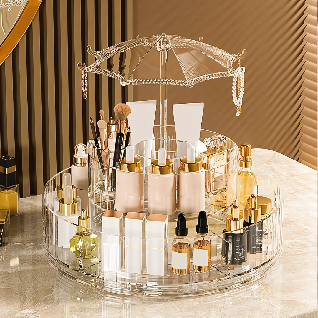 Organizador Giratorio Beauty Carousel - Todo tu maquillaje al alcance de un giro.