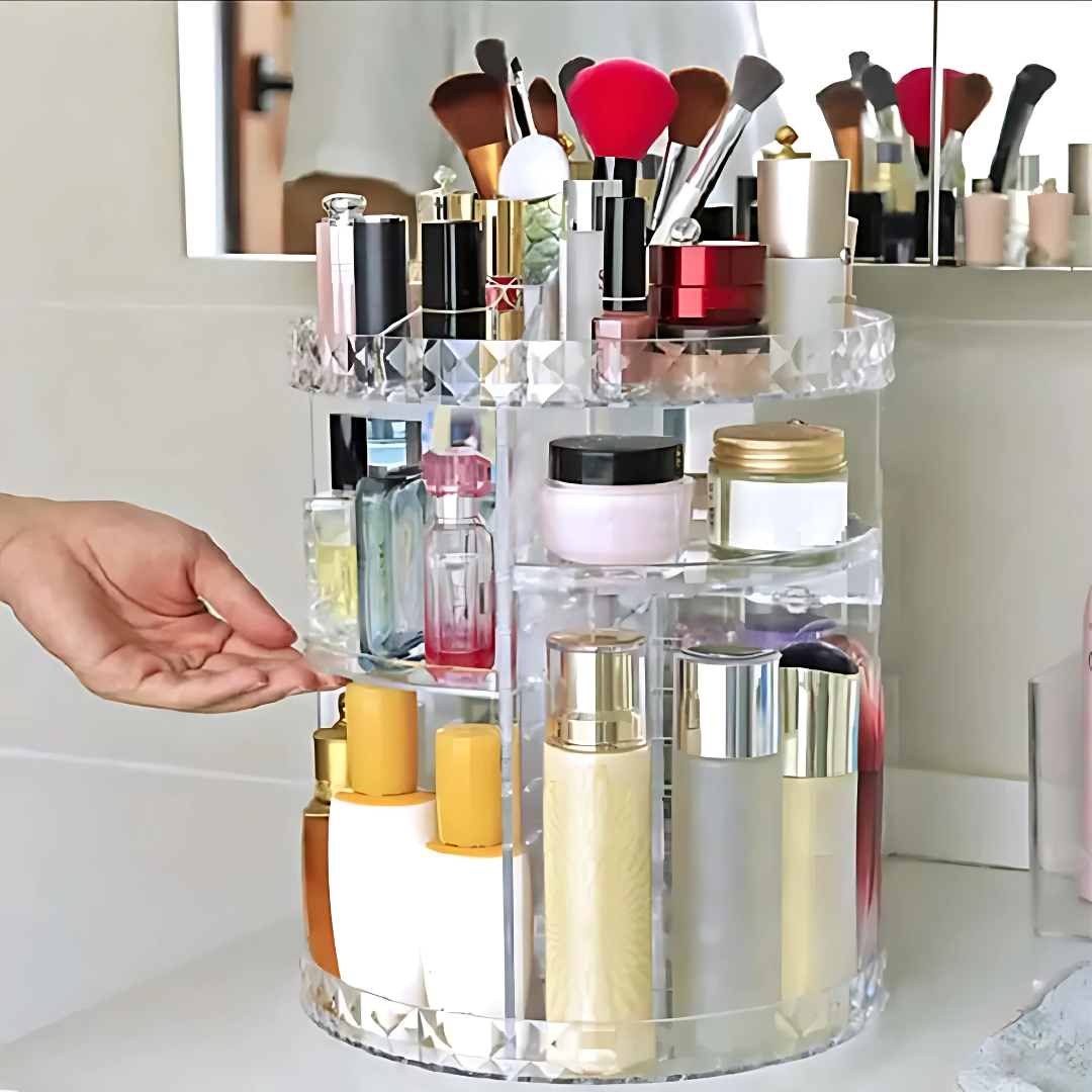 Organizador Beauty Carousel - Todo tu maquillaje al alcance de un giro: ordena tu tocador en segundos.