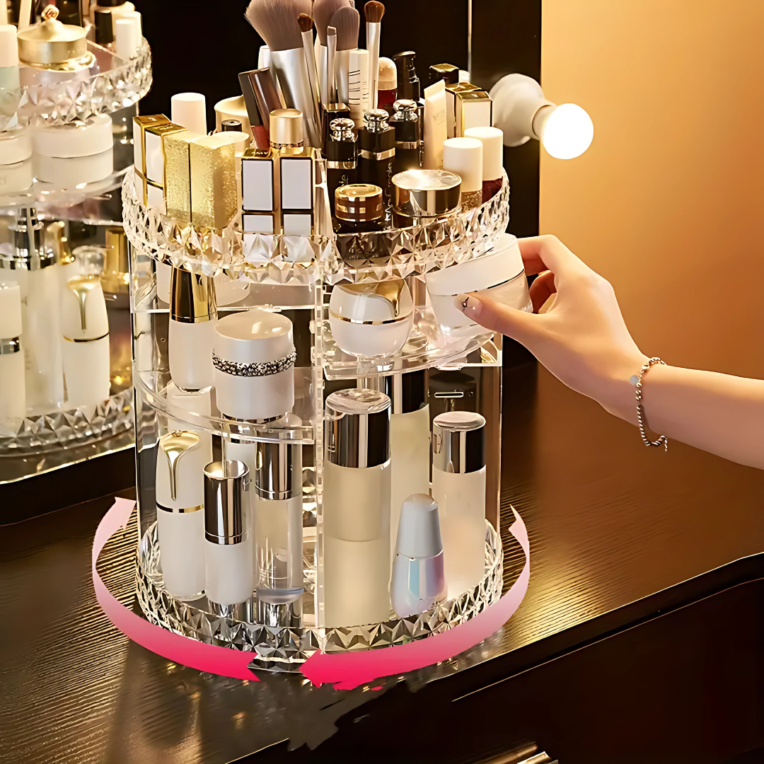 Organizador Beauty Carousel - Todo tu maquillaje al alcance de un giro: ordena tu tocador en segundos.