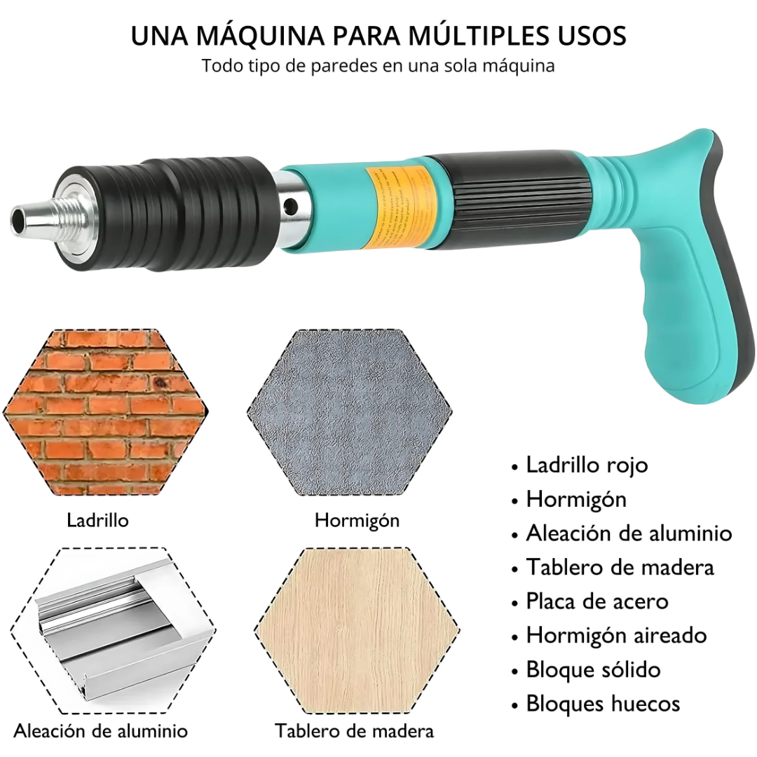 Pistola remachadora Concrete Nailgun - Fija todo en segundos, sin taladro ni esfuerzo