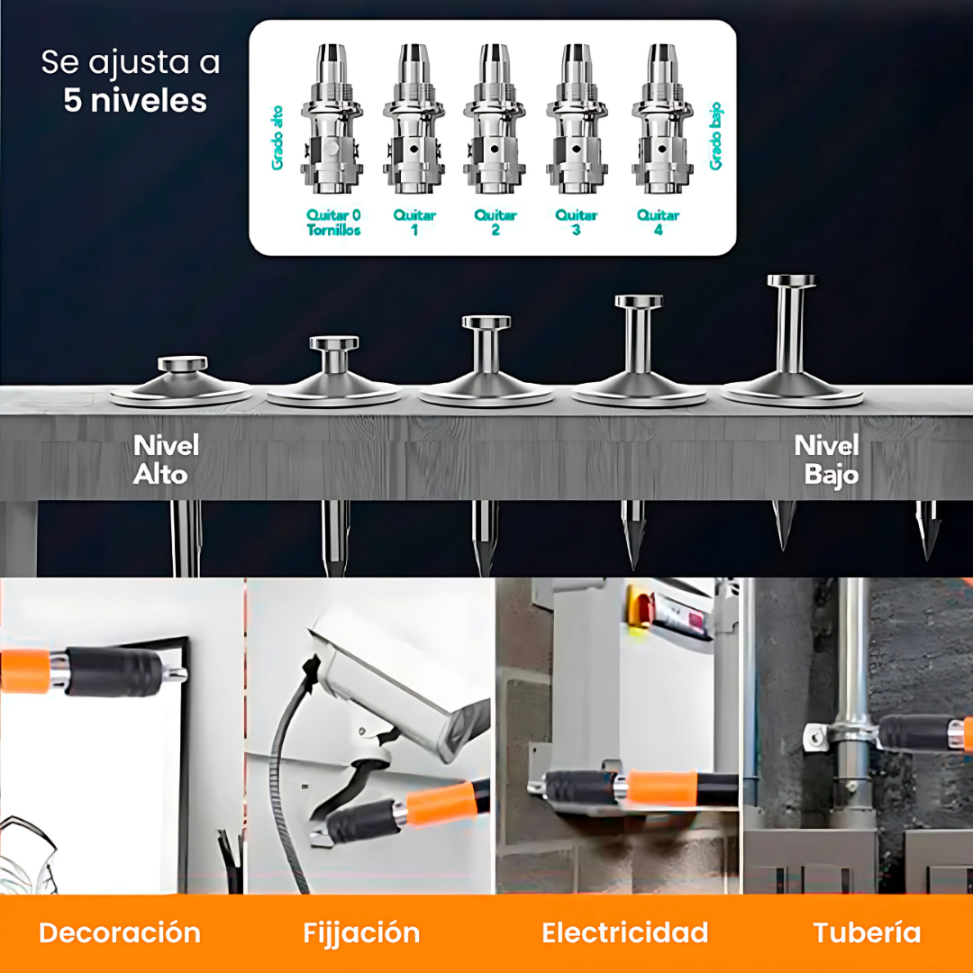 Pistola remachadora Concrete Nailgun - Fija todo en segundos, sin taladro ni esfuerzo