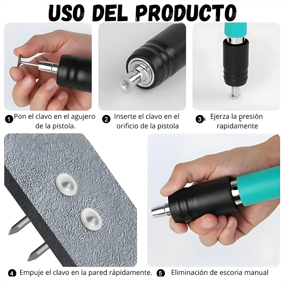 Pistola remachadora Concrete Nailgun - Fija todo en segundos, sin taladro ni esfuerzo