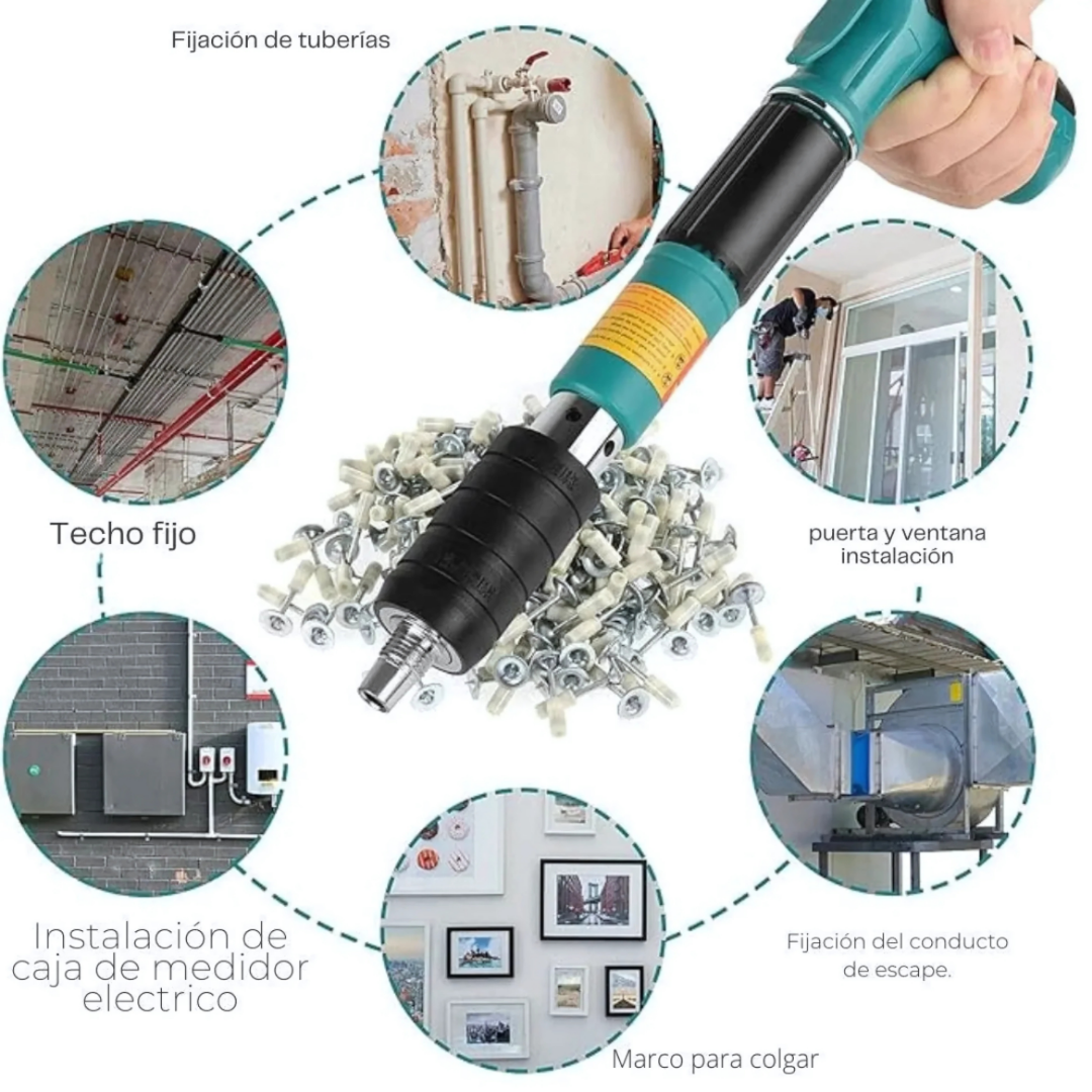 Pistola remachadora Concrete Nailgun - Fija todo en segundos, sin taladro ni esfuerzo