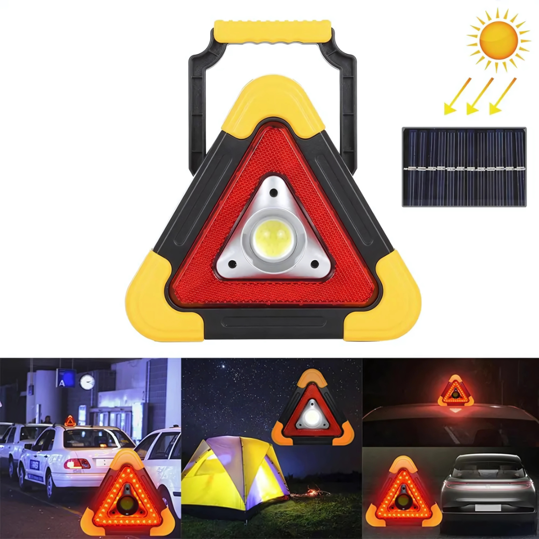 Triángulo Recargable BrightAlert - Energía y señalización en un solo dispositivo.