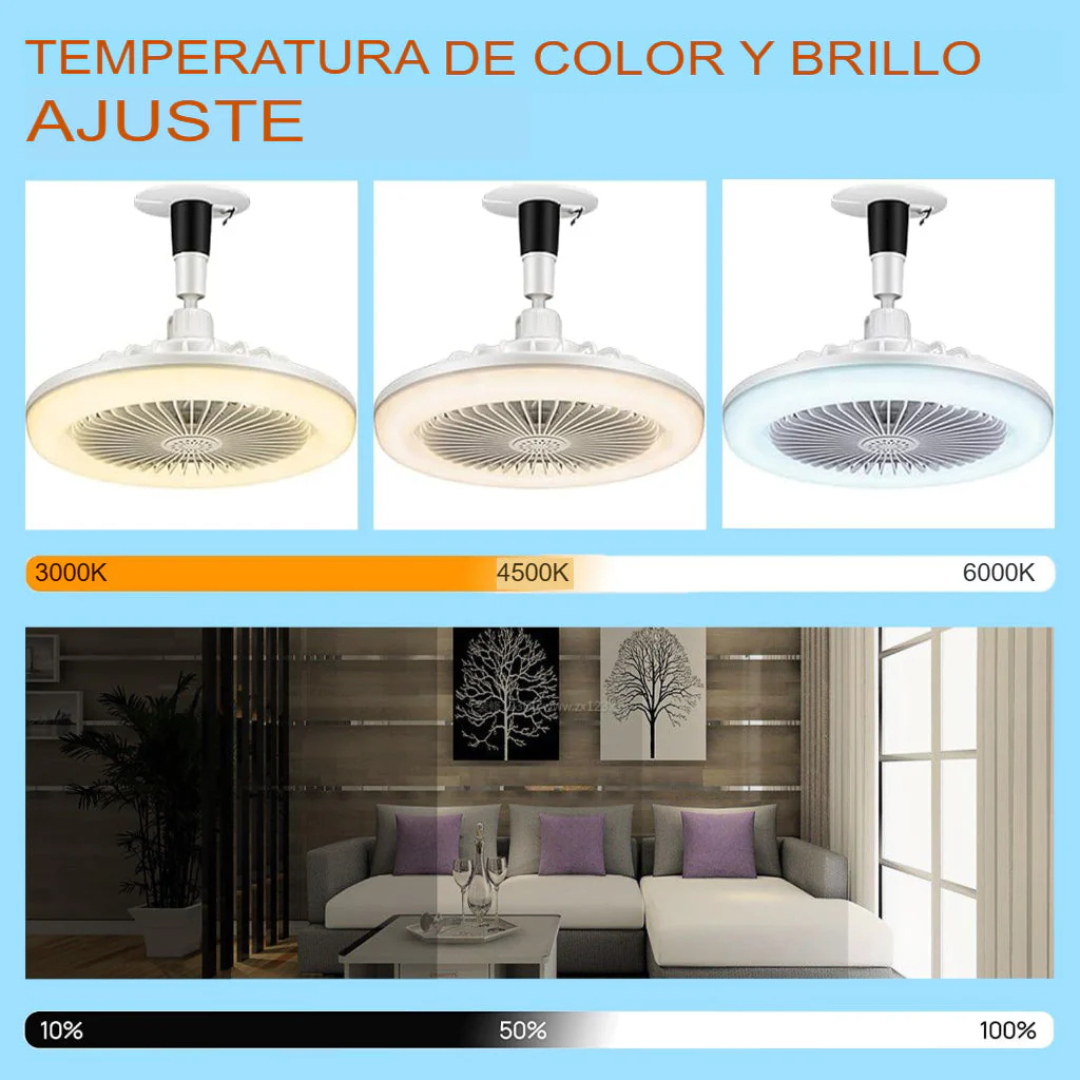 Ventilador AirLume Trio - Ventilación potente, luz ambiental y energía al instante, siempre contigo.