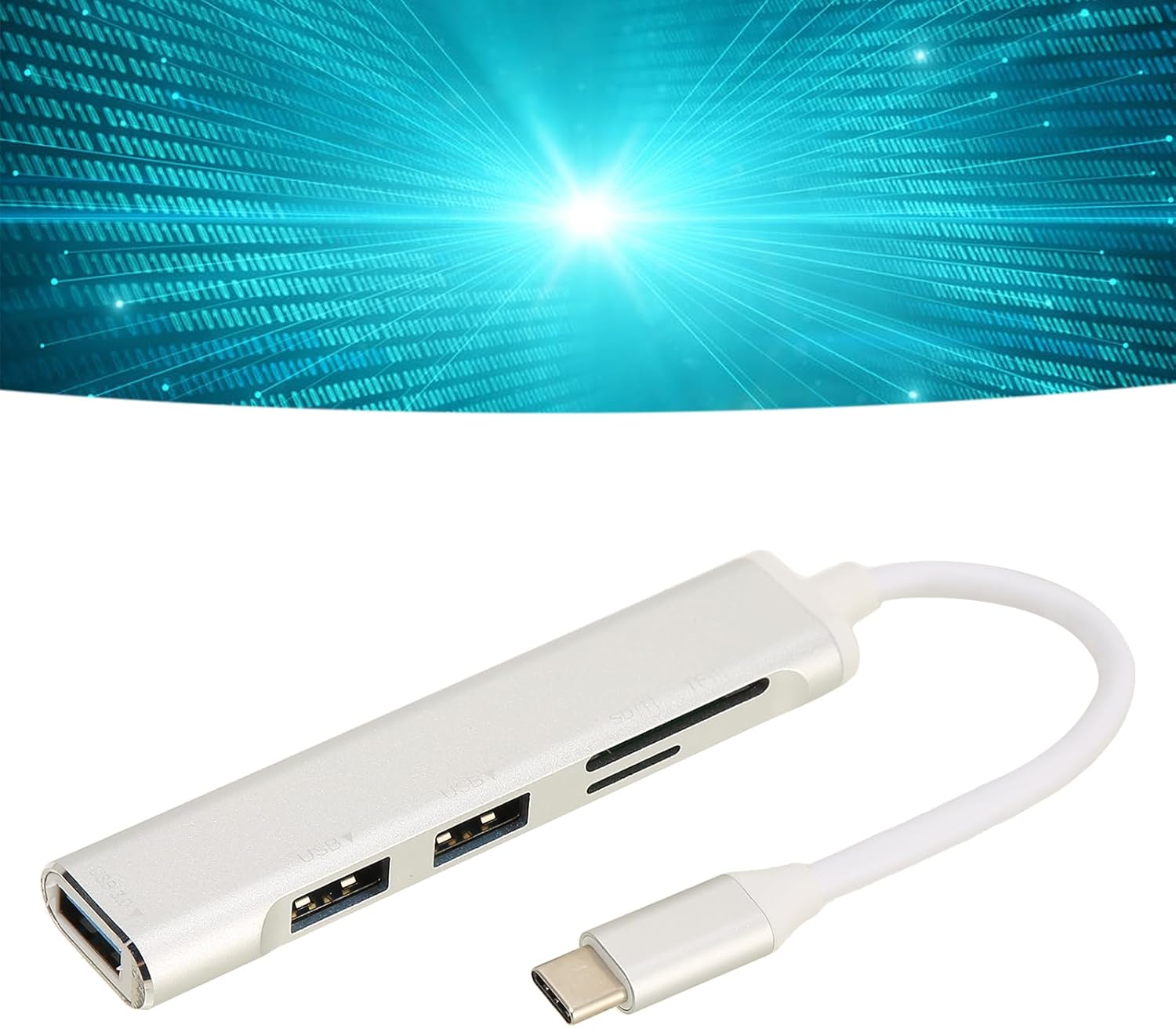 HUB TIPO C 5 EN 1 - (3 PUERTOS USB, 1 PUERTO SD, 1 PUERTO TF)